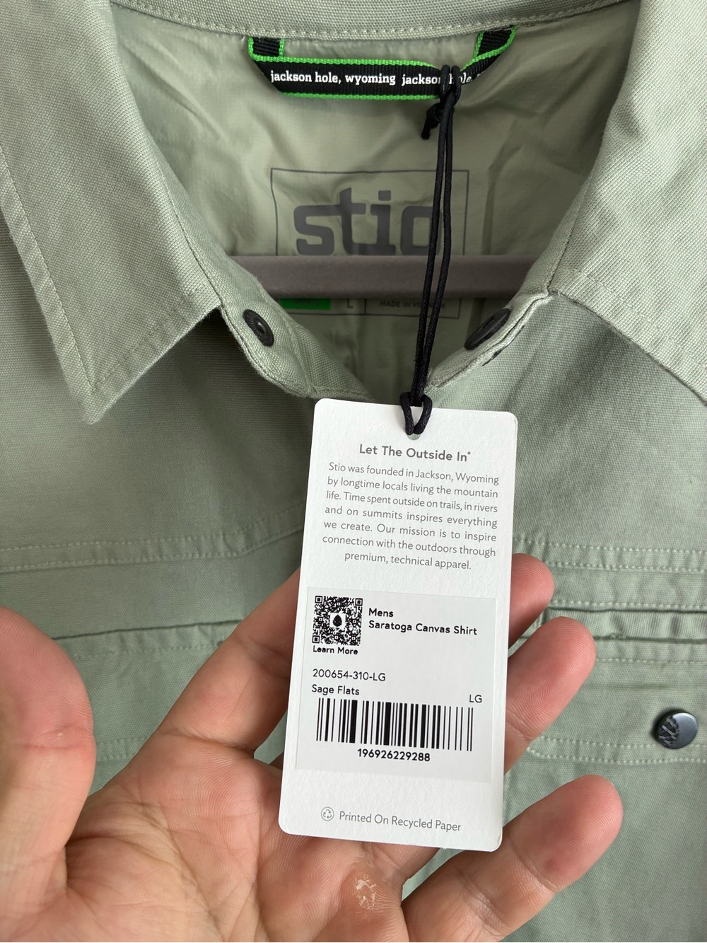 Stio Men's Lightweight Sage Green Utility Shirt Jacket - Picture 3 of 5